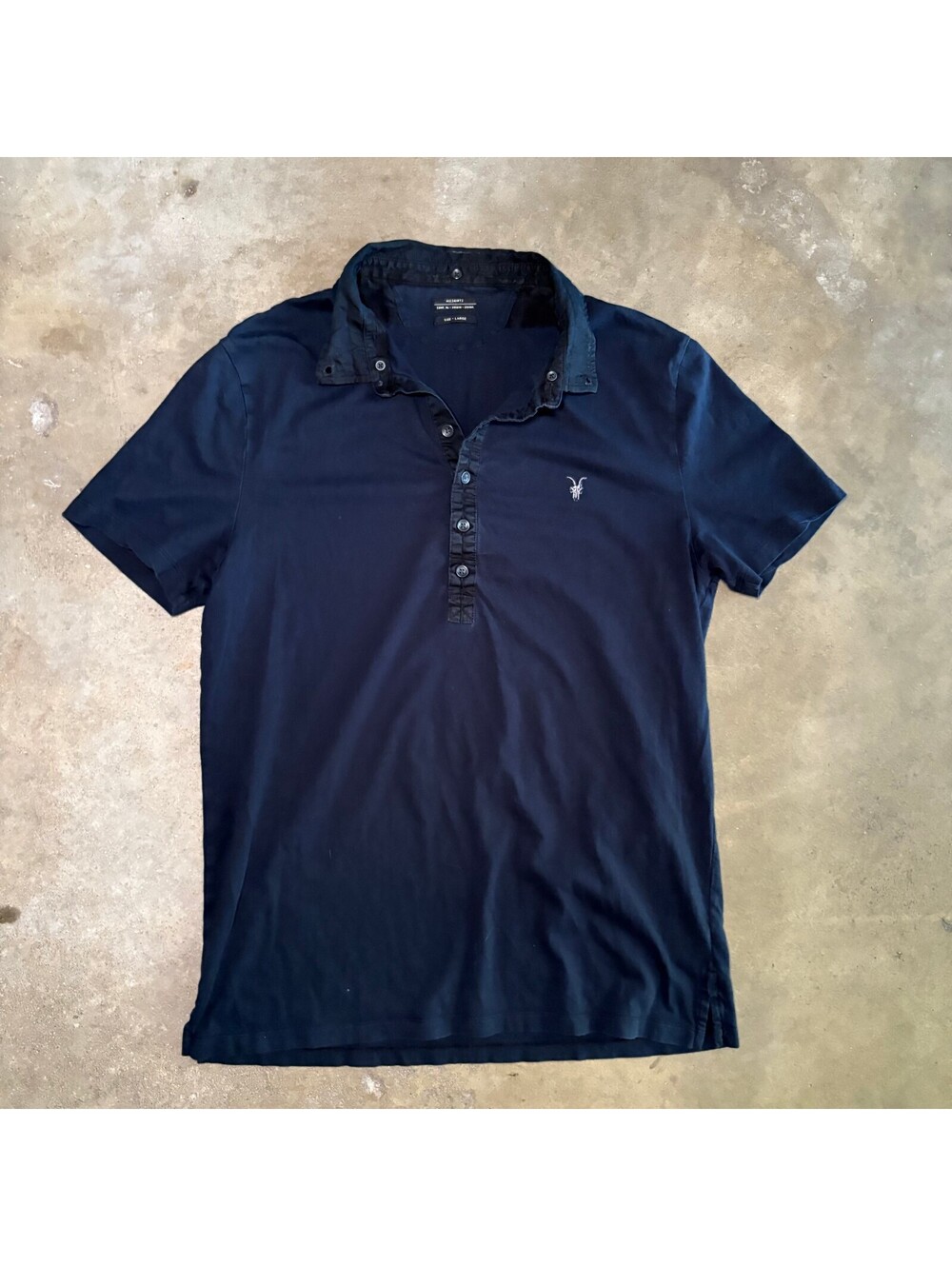 AllSaints Women's Navy Blue Short Sleeve Polo Shirt Size Large